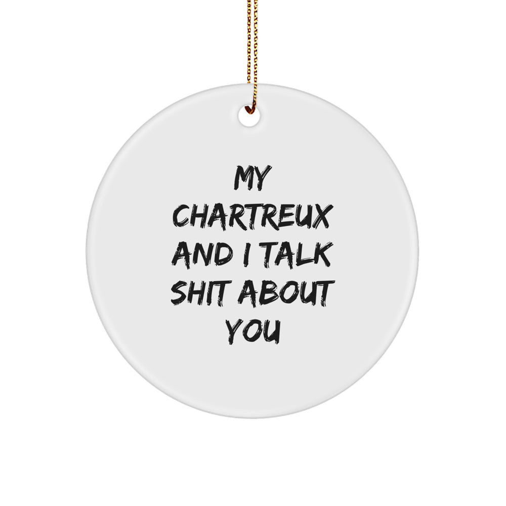 Funny Chartreux Cat Gifts from Friends for Men and Women, Unique Circle Ornament My Chartreux And I Talk Shit About You Christmas Decoration - Image 1