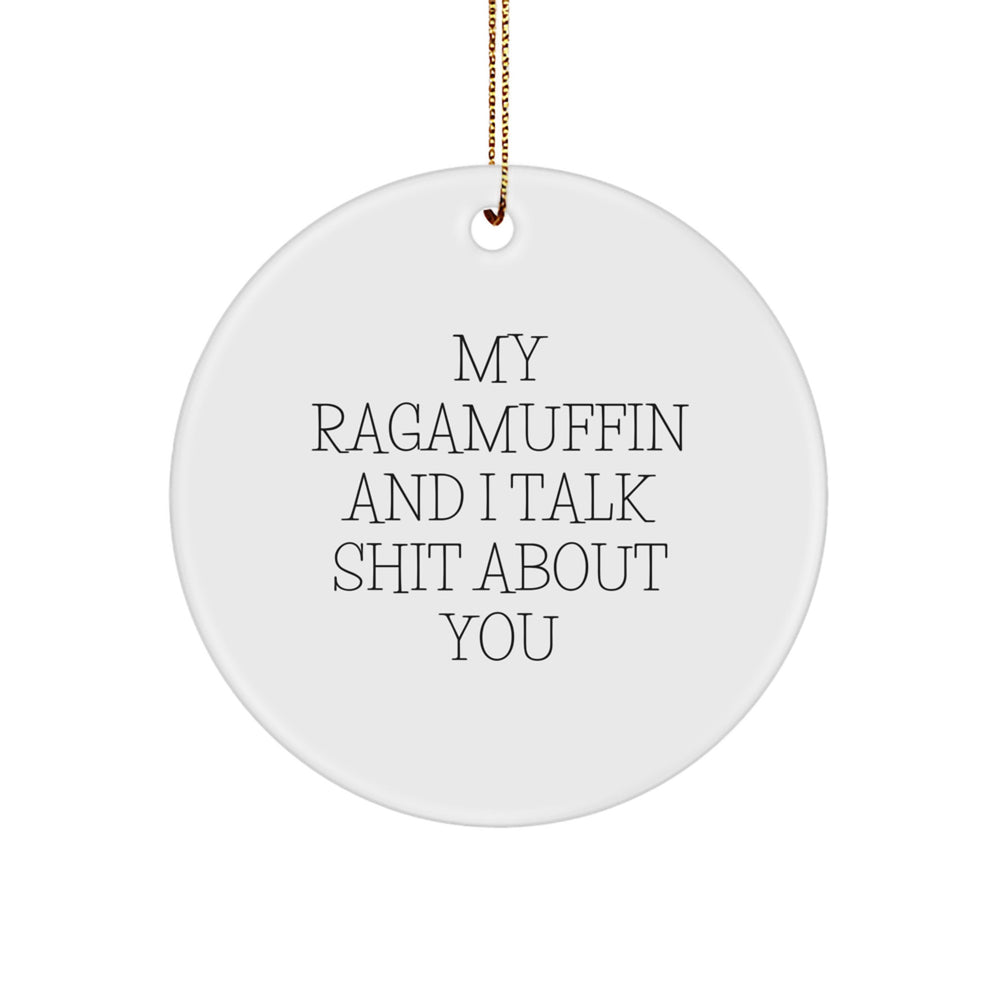 Ragamuffin Cat Circle Ornament, Funny Quote Gifts for Men, Women, Family, Friends - 'My Ragamuffin And I Talk Shit About You' Christmas Unique Gifts - Image 1