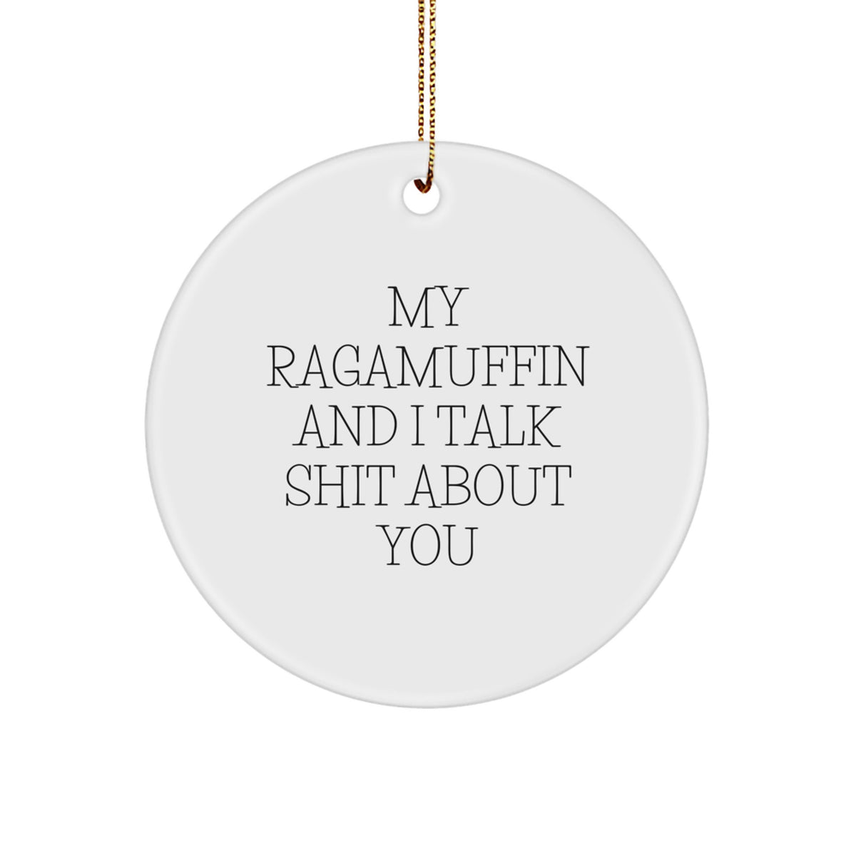 Ragamuffin Cat Circle Ornament, Funny Quote Gifts for Men, Women, Family, Friends - 'My Ragamuffin And I Talk Shit About You' Christmas Unique Gifts - Image 1