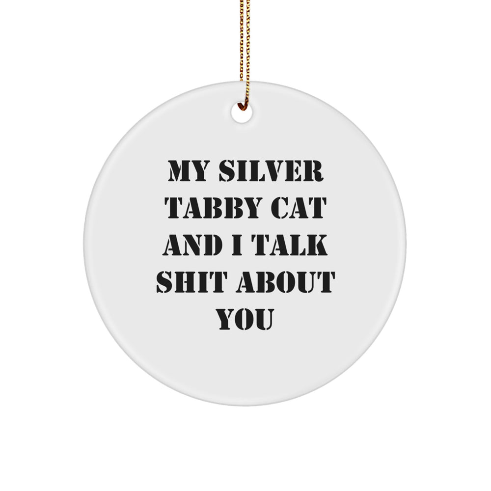 Silver Tabby Cat Circle Ornament Funny Quote Gifts from Men to Silver Tabby Cat Lovers Christmas Unique Gifts - Image 1