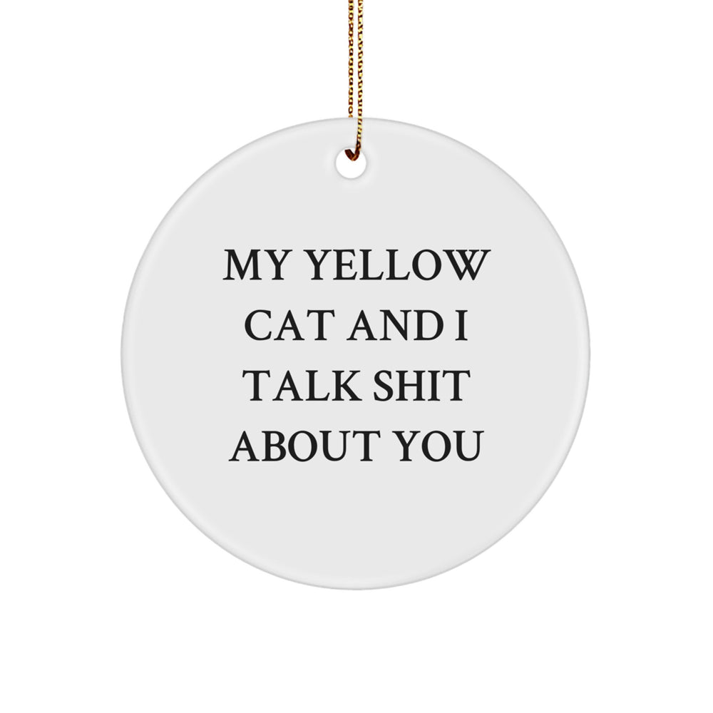 Funny Yellow Cat Circle Ornament, Gifts from Men to Yellow Cat Enthusiasts, Unique Christmas Unique Gifts - Image 1