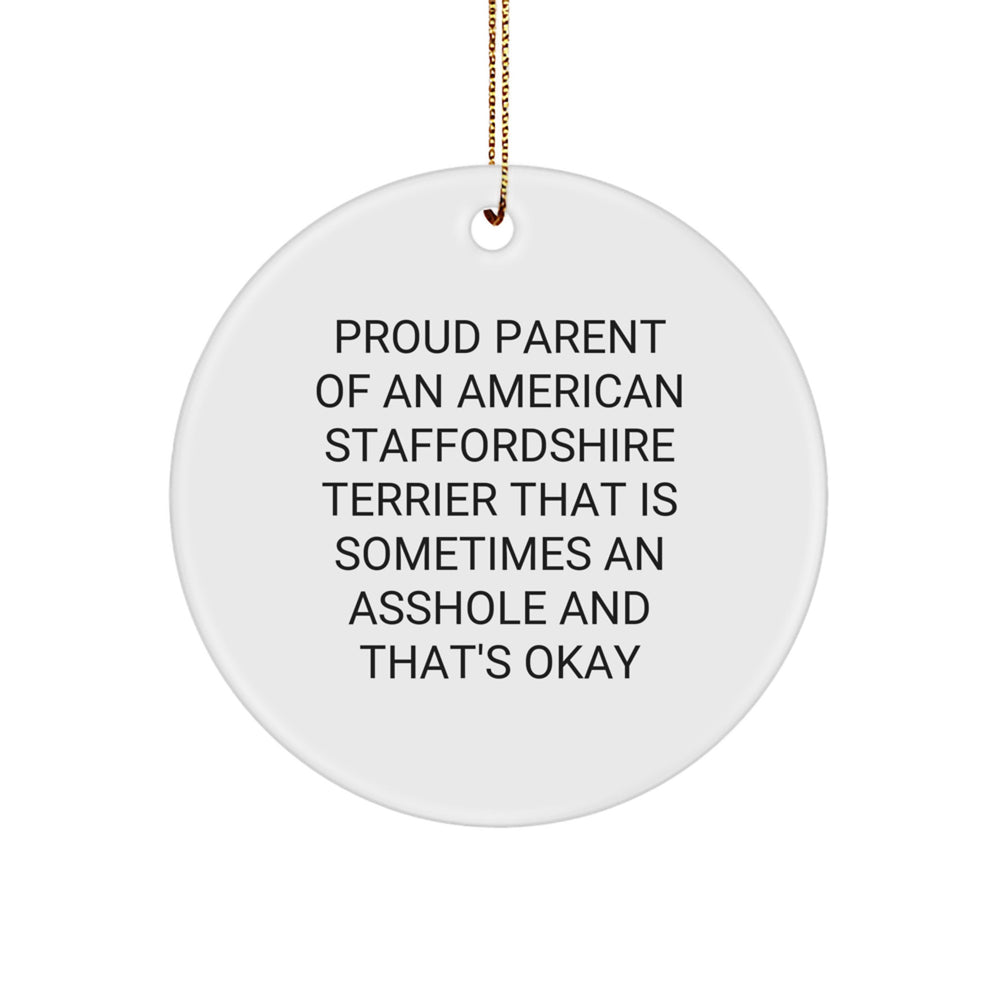 Funny American Staffordshire Terrier Dog Circle Ornament Gifts from Loved Ones, Gifts for American Staffordshire Terrier Dog Lovers, Christmas Unique Presents - Image 1