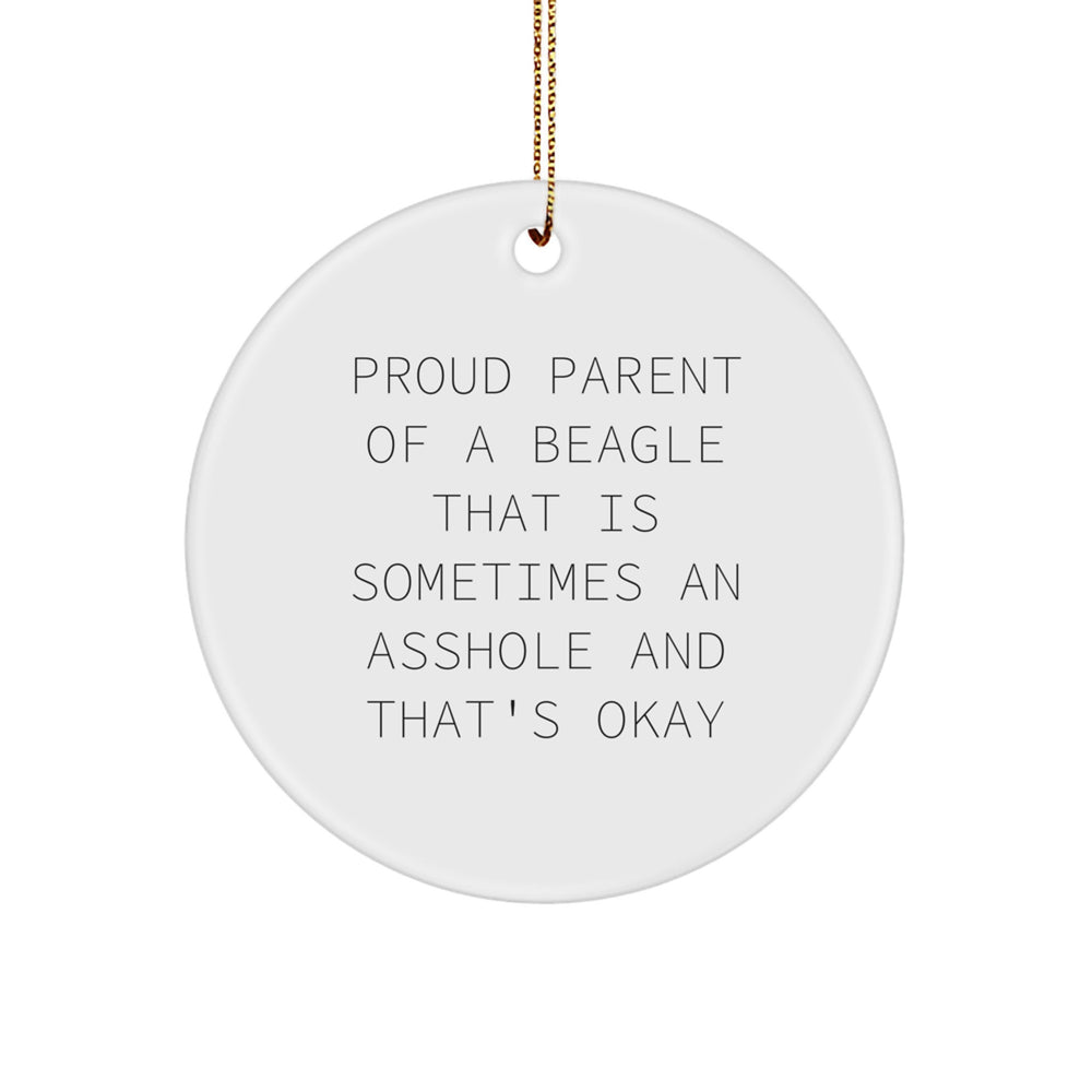 Funny Beagle Dog Gifts for Friends from Proud Parents, Christmas Circle Ornament - Image 1