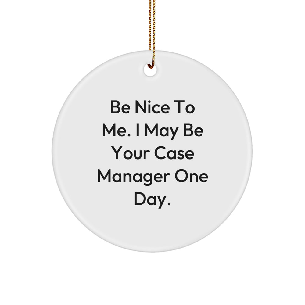 Funny Case Manager Gifts from Friends for Case Managers Who Be Nice To Me One Day - Circle Ornament for Christmas Unique Gifts - Image 1