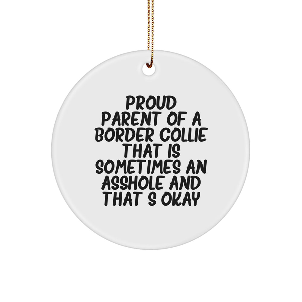Funny Border Collie Dog Lover's Circle Ornament Gifts from Friends to Family for Christmas - Image 1