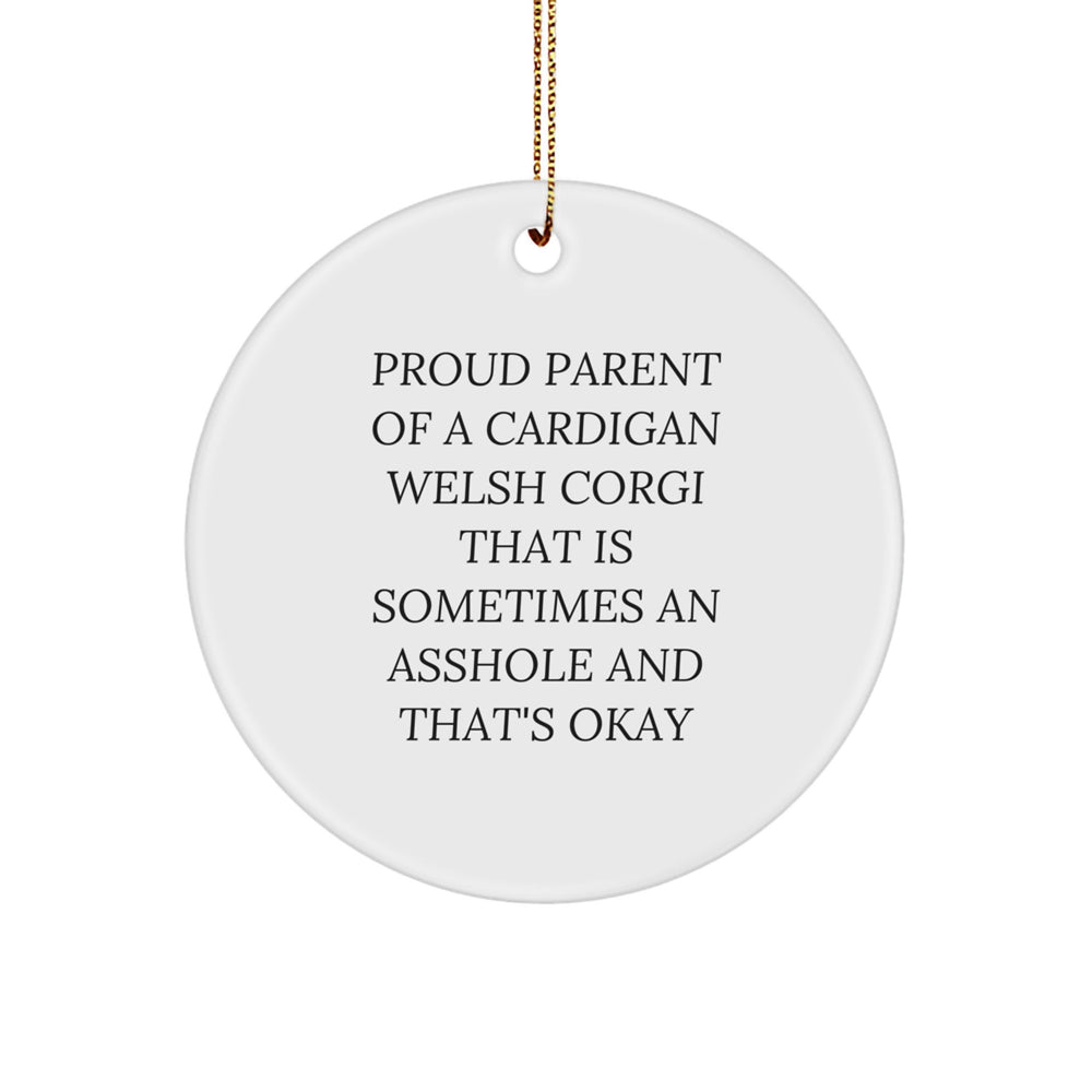 Funny Cardigan Welsh Corgi Dog Gifts from Family, Christmas Unique Gifts, Circle Ornament for Cardigan Welsh Corgi Dog Enthusiasts, Proud Parent of a Cardigan Welsh Corgi Dog - Image 1