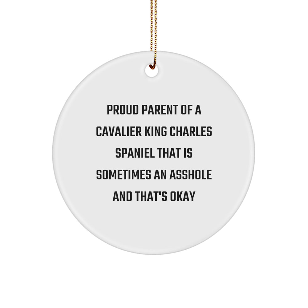 Proud Cavalier King Charles Spaniel Dog Parent Gifts, Funny Circle Ornament, Gifts from Friends for Men, Women, or Family, Unique Christmas Decorations - Image 1