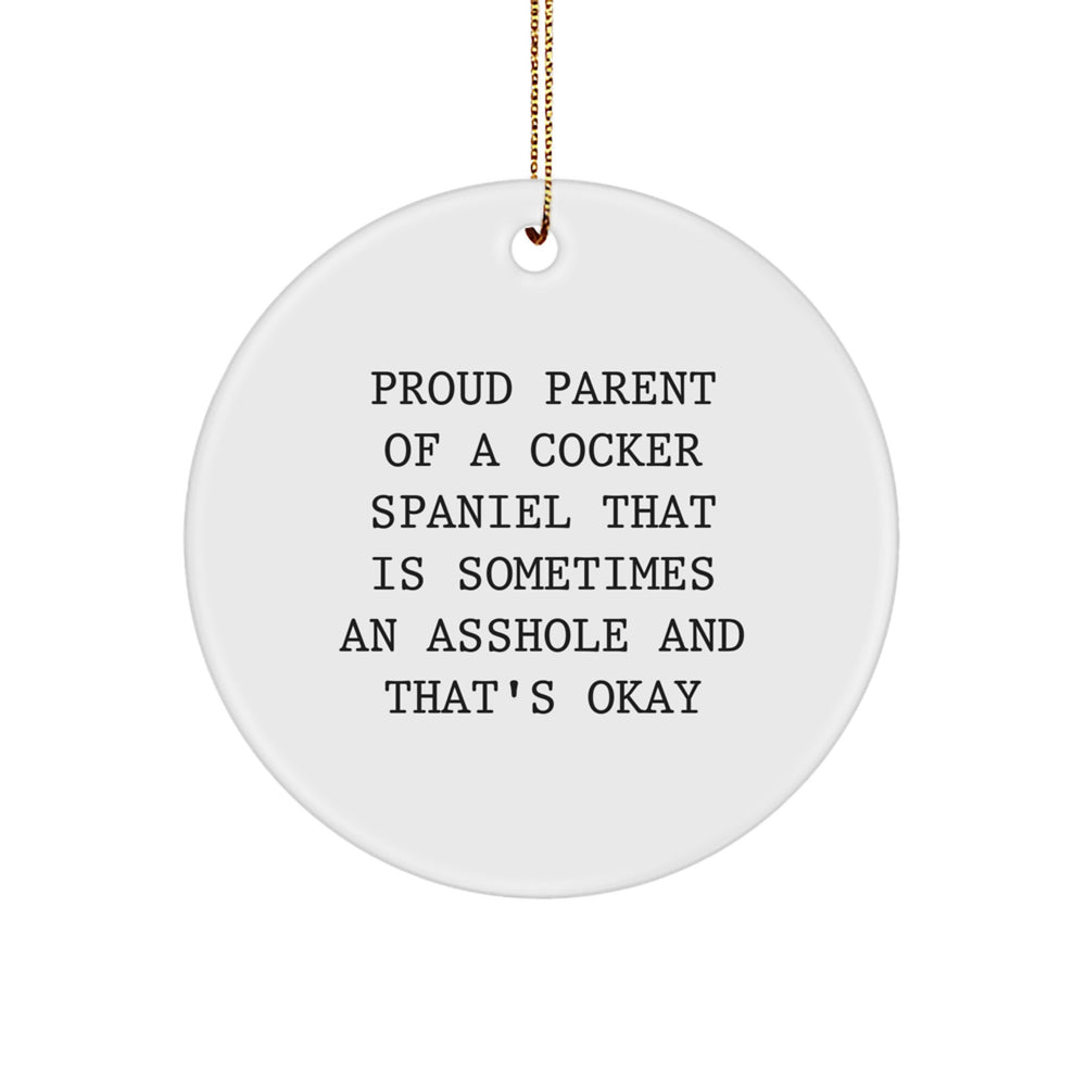 Funny Cocker Spaniel Dog Circle Ornament Gifts from Mom to Family for Christmas Unique - Image 1
