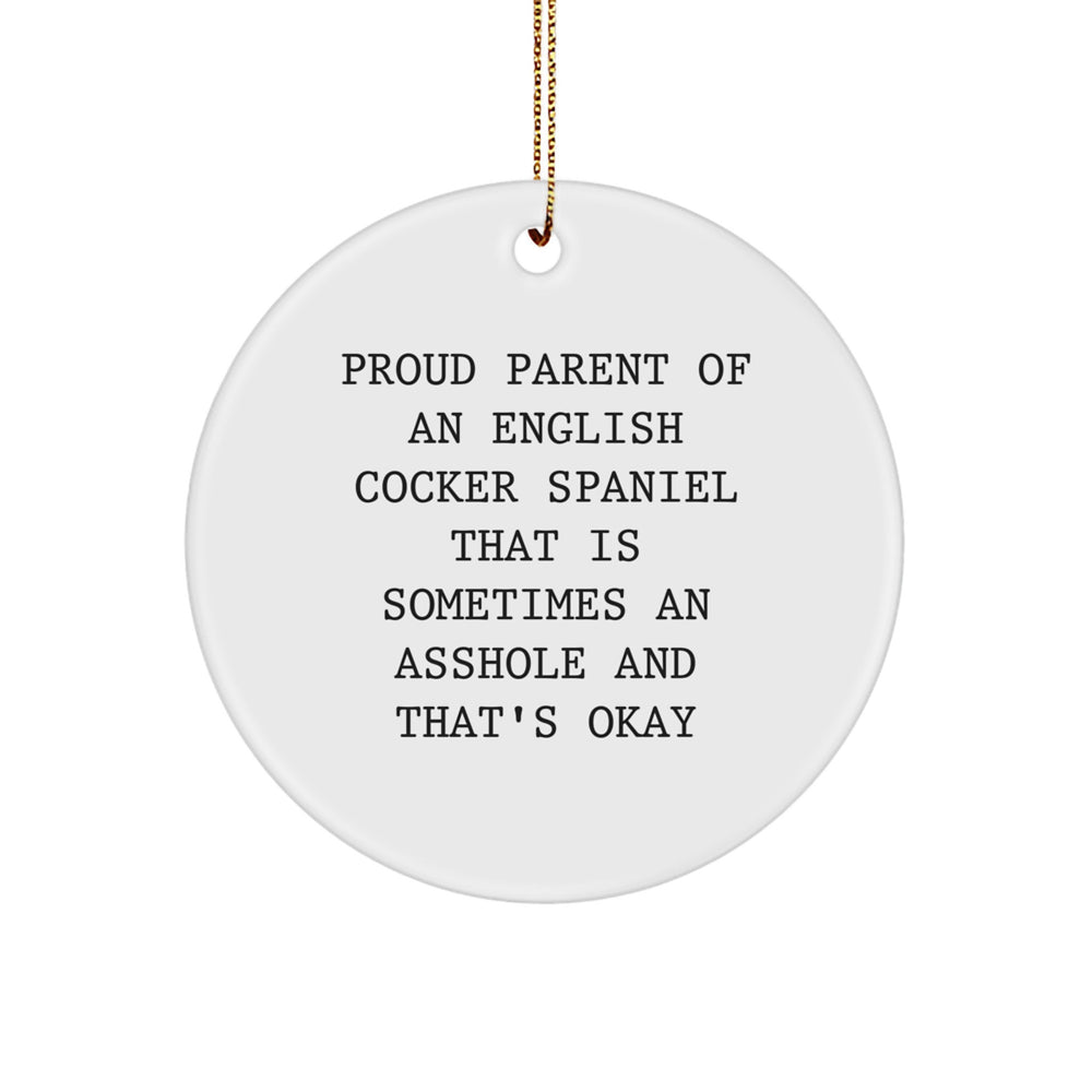 English Cocker Spaniel Dog Gifts for Men, Women, or Friends - Funny Circle Ornament for Proud Parents, Christmas Unique Gifts - Image 1