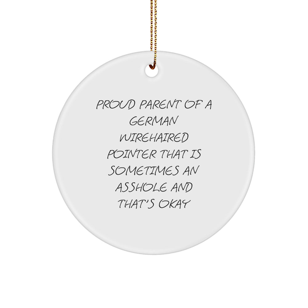 Funny German Wirehaired Pointer Dog Gifts for Men from Proud Parents - Unique Circle Ornament - Image 1