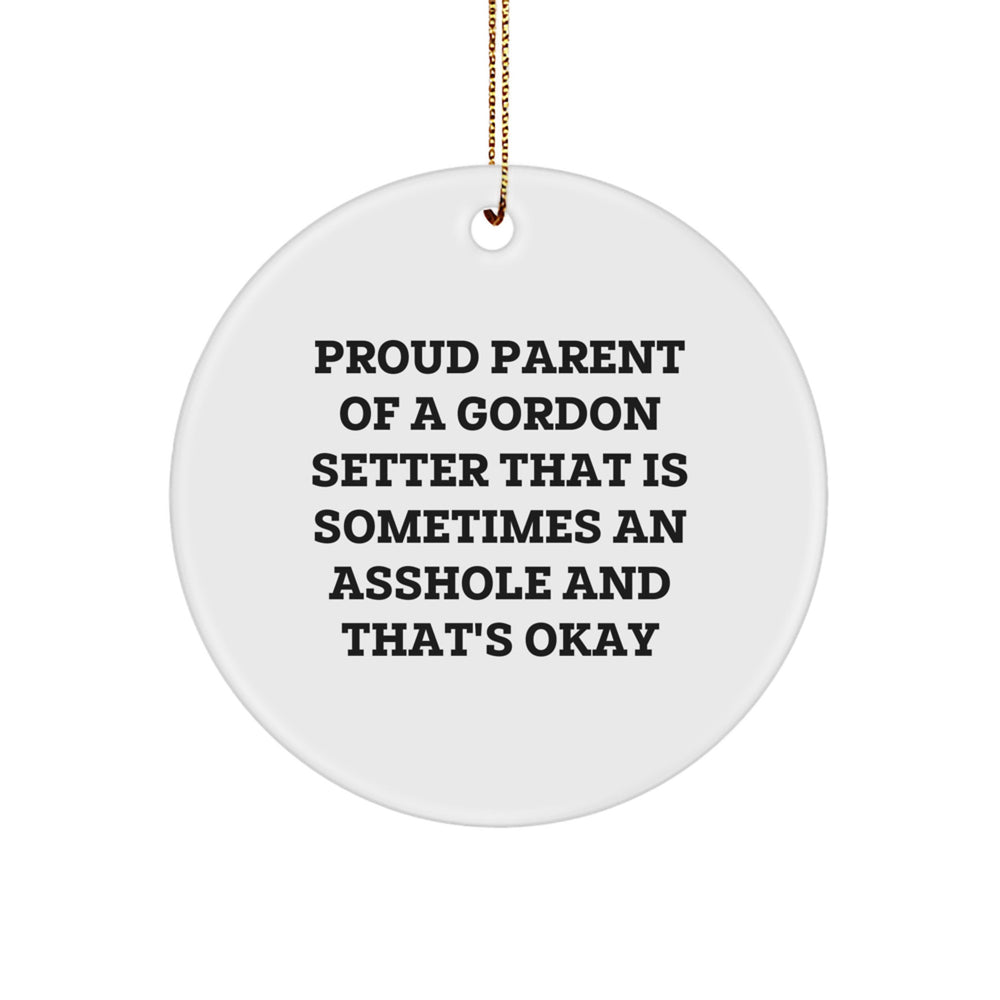 Gordon Setter Dog Mom Dad Gifts for Friends Family - Proud Parent Quote Circle Ornament for Christmas - Image 1