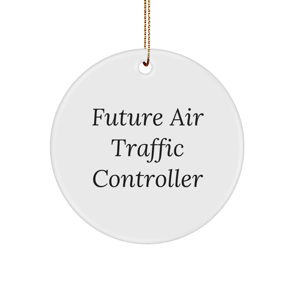Funny Future Air Traffic Controller Christmas Circle Ornament Gifts from Mom for Men, Women, Friends, Coworkers, Family - Image 1