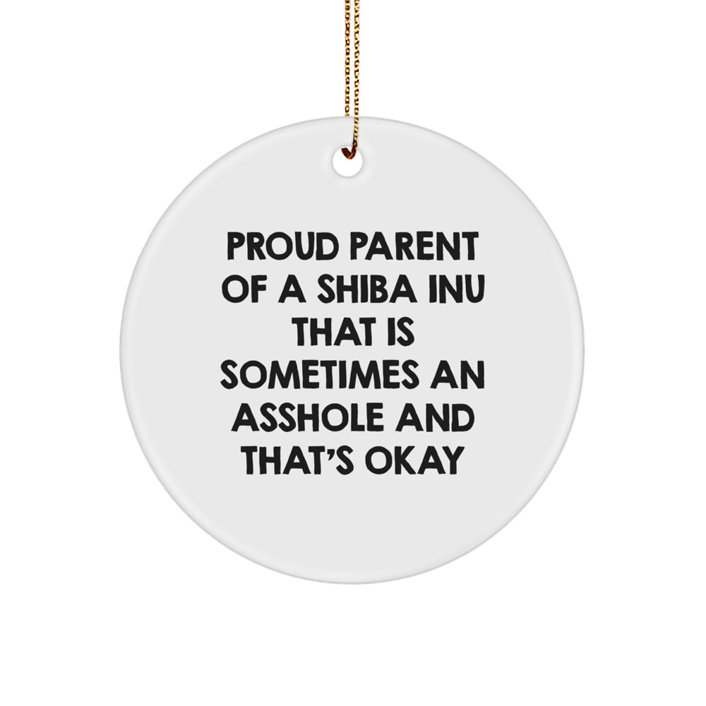 Shiba Inu Dog Gifts, Funny Circle Ornament, 'Proud Parent' Quote, Christmas Unique Gifts for Men, Women, Friends, Family from Proud Shiba Inu Dog Owners - Image 1