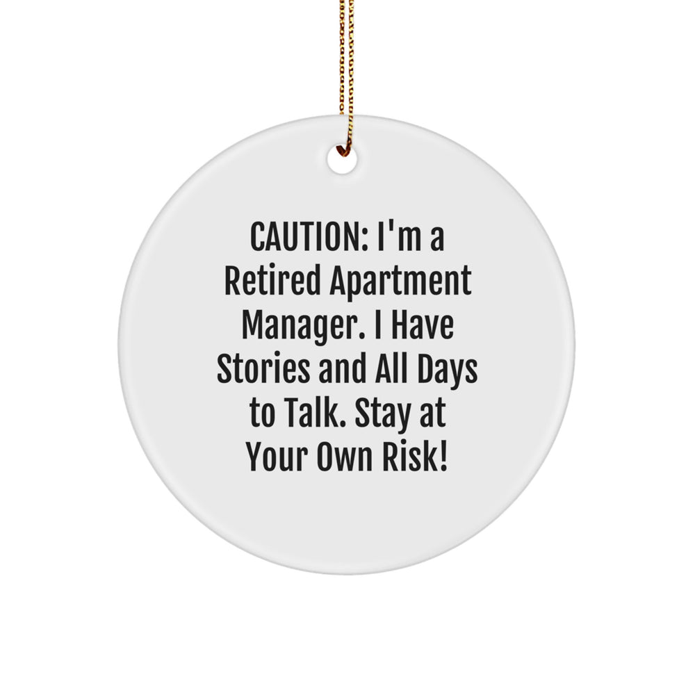 Funny Apartment Manager Gifts for Men - Stay at Your Own Risk! Christmas Unique Circle Ornament - Image 1