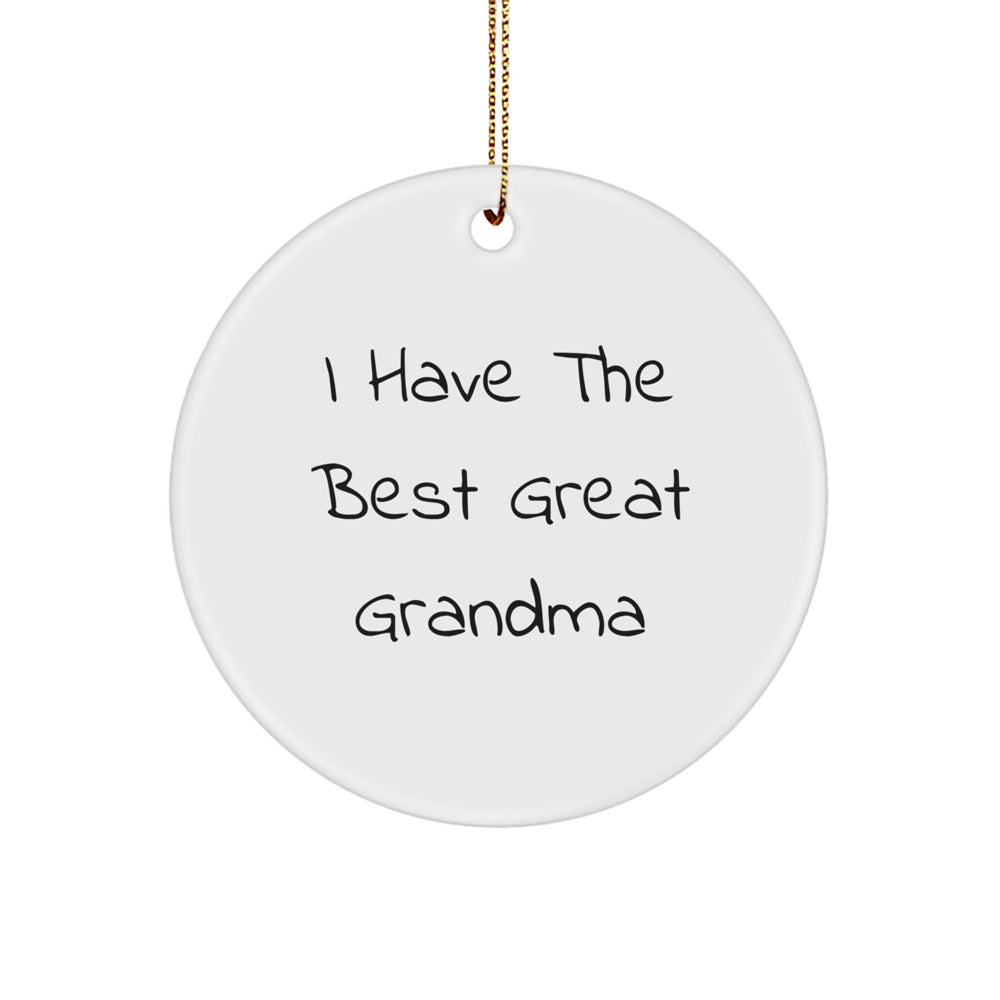 Funny Grandma Gifts for Her - 'I Have The Best Great Grandma' Circle Ornament, White, 2.75'' Tall, for Family, Friends, Coworkers, or as a Unique Christmas Unique Gift - Image 1