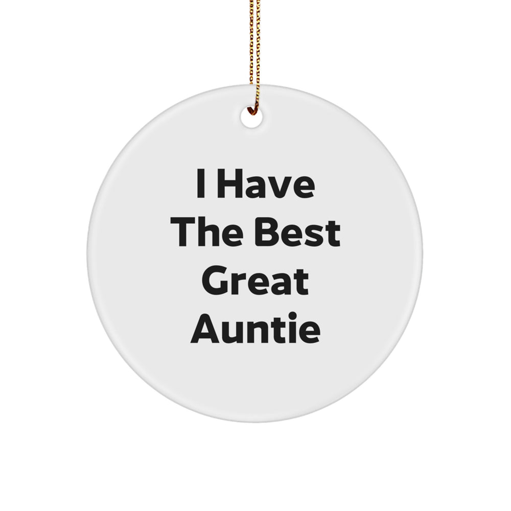 Funny Auntie Gifts from Family - 'I Have The Best Great Auntie' Circle Ornament, Christmas Unique Presents for Auntie - Image 1