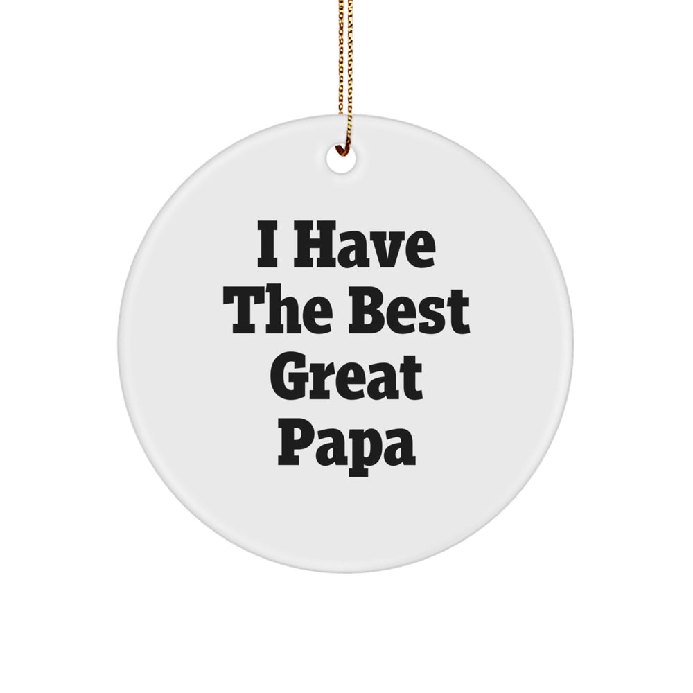 Funny Papa Gifts from Men for Christmas Circle Ornament 'I Have The Best Great Papa' - Image 1