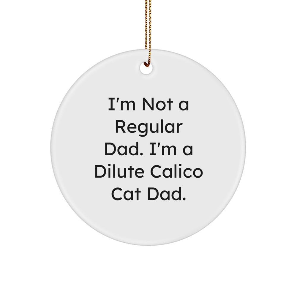 Dilute Calico Cat Lover Funny Gifts for Men, Women, Friends, Coworkers, Family Members with I'm Not A Regular Dad. I'm A Dilute Calico Cat Dad. Christmas Unique Circle Ornament - Image 1