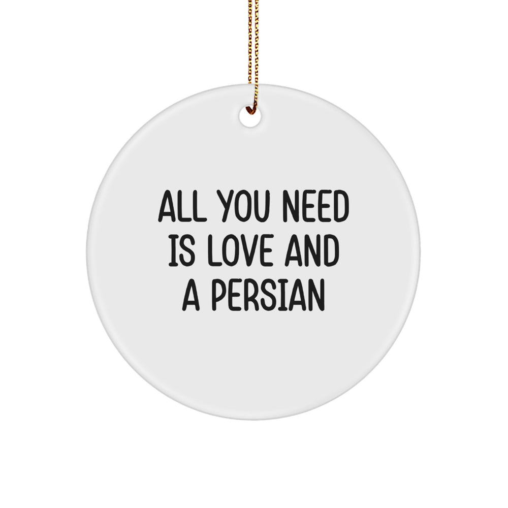 All You Need Is Love And A Persian, Cute Persian Cat Circle Ornament Gifts from Friends to Family for Christmas - Image 1