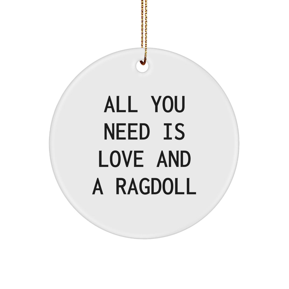 Ragdoll Cat Lovers' Circle Ornament - 'All You Need Is Love And A Ragdoll' Quote, Gifts from Family for Christmas - Image 1