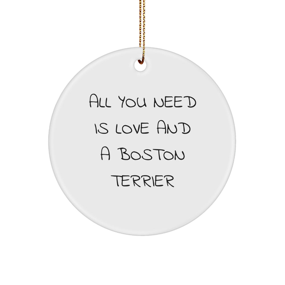 Boston Terrier Dog Lover Gifts from Friends and Family, Cute Circle Ornament for Christmas Unique Gifts - Image 1