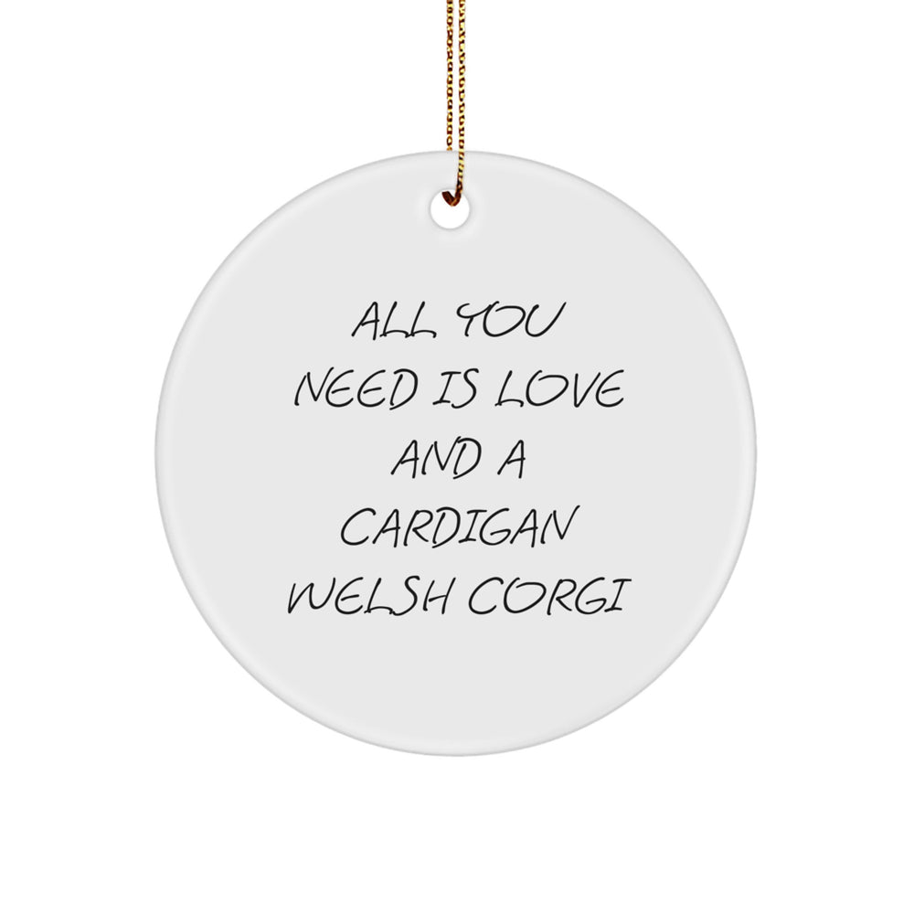 Funny Cardigan Welsh Corgi Dog Gifts for Friends Christmas Circle Ornament, Love Cardigan Welsh Corgi Dog Quotes, Gifts from Family - Image 1