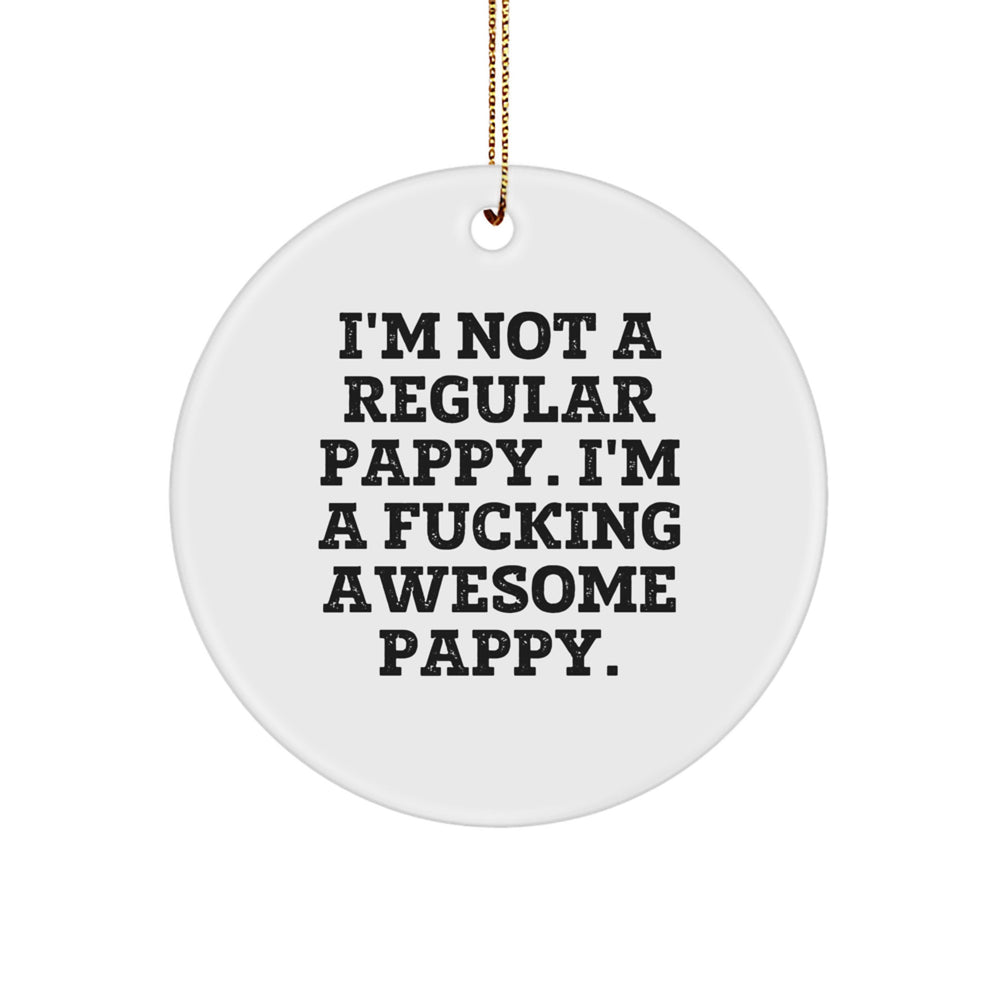 Funny Pappy Gifts, Circle Ornament with Inspirational Quote, Gifts from Friends and Family for Men, Unique Christmas Memorable Presents - Image 1
