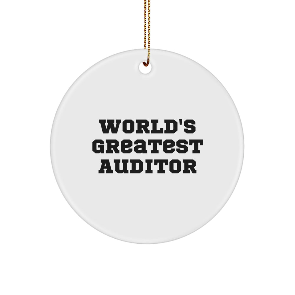 Auditor Gifts from Friends - 'World's Greatest Auditor' Circle Ornament for Christmas - Image 1
