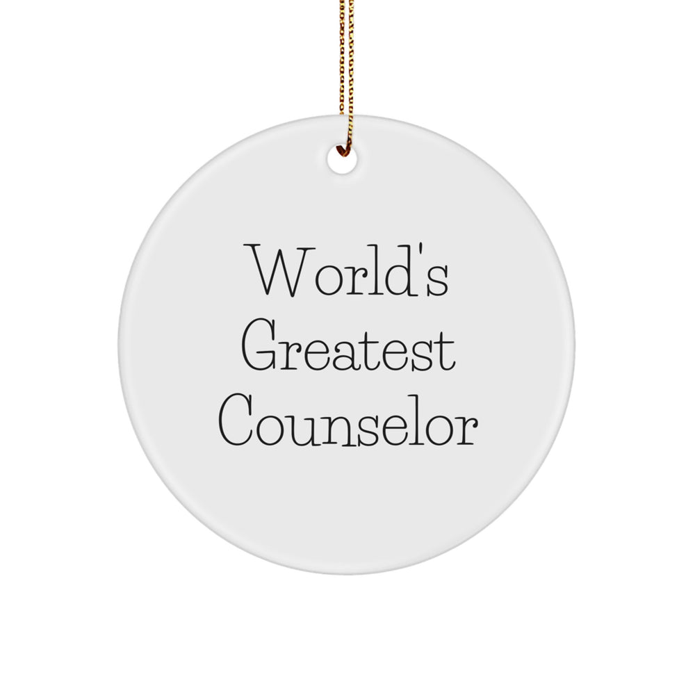 Funny Counselor Gifts from Friends for Counselor, World's Greatest Counselor Circle Ornament, Christmas Unique Gifts for Counselors - Image 1