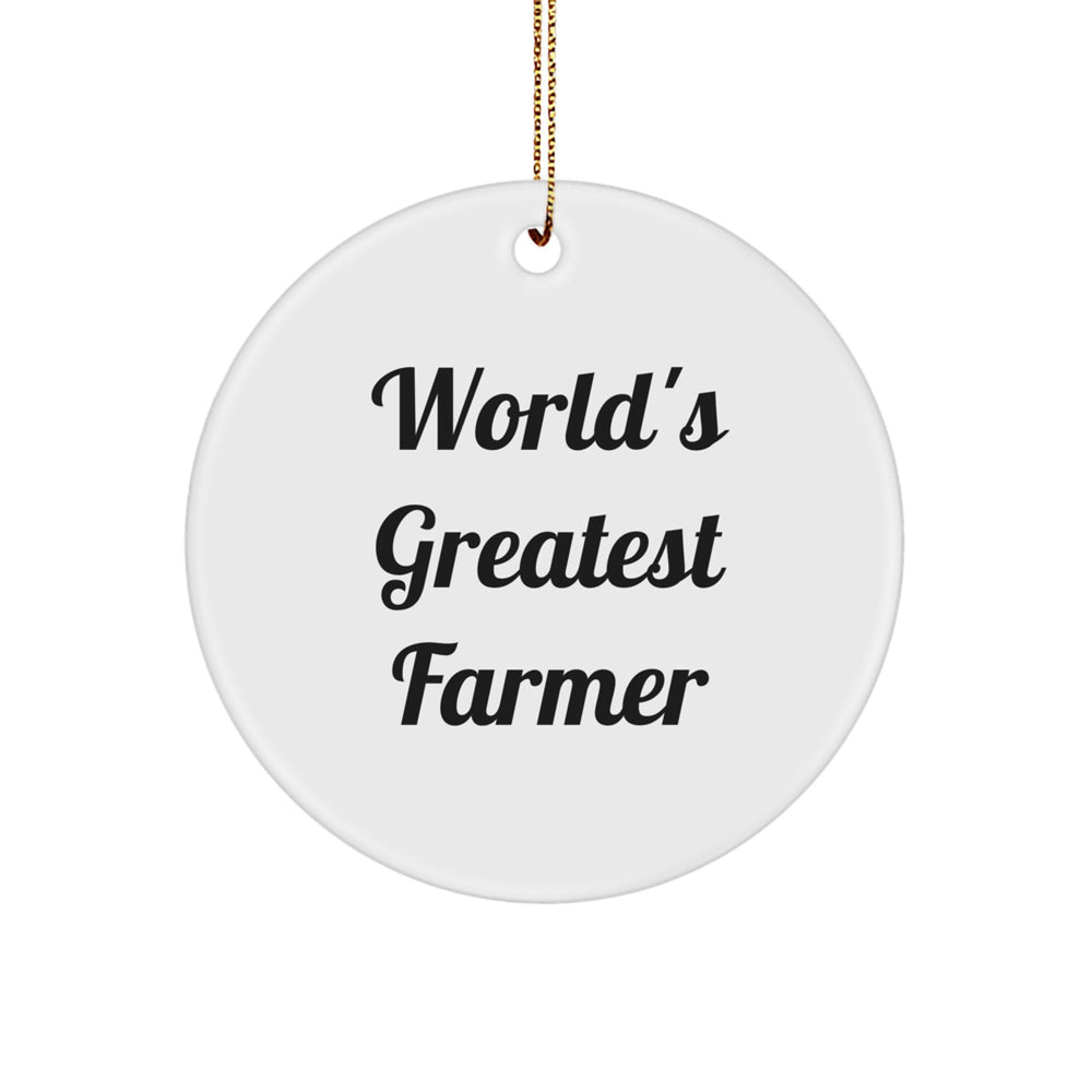 World's Greatest Farmer Gifts for Men, Funny Christmas Circle Ornament, Gifts from Friends, Farmer Appreciation - Image 1