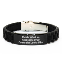 Load image into Gallery viewer, Inspiring Drug Counselor Gifts from Friends - This Is What An Awesome Drug Counselor Looks Like, Glide lock Clasp Bracelet for Men, Women, Coworkers, and Family Graduation Unique Gifts - Image 1
