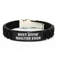 Load image into Gallery viewer, Funny Quilter Gifts for Men - Best Effin' Quilter Ever Glide lock Clasp Bracelet, Birthday Unique Gifts from Friends - Image 1