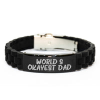 Load image into Gallery viewer, Funny Dad Gifts from Men - World's Okayest Dad Glide lock Clasp Bracelet for Graduation Unique Gifts - Image 1