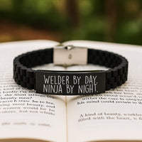 Load image into Gallery viewer, Funny Welder Gifts from Men - Glide lock Clasp Bracelet for Welder By Day Ninja By Night Christmas Unique Presents - Image 2