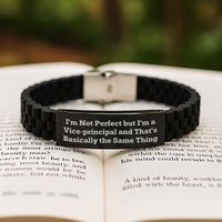 Load image into Gallery viewer, Funny Vice-principal Gifts from Men, for Vice-principal, Birthday Unique Gifts, Glide lock Clasp Bracelet - I&#39;m Not Perfect - Image 2
