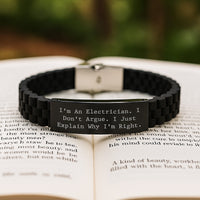 Load image into Gallery viewer, Funny Electrician Gifts for Men, Unique Christmas Unique Gifts from Friends, Glide lock Clasp Bracelet for Electrician, I&#39;m An Electrician I Don&#39;t Argue I Just Explain Why I&#39;m Right - Image 2
