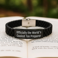 Load image into Gallery viewer, Funny Tax Preparer Gifts from Men - Officially The World's Coolest Tax Preparer Glide lock Clasp Bracelet for Birthday Unique Gifts - Image 2