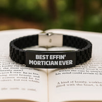 Load image into Gallery viewer, Funny Mortician Gifts for Men, Women, and Friends - Best Effin&#39; Mortician Ever Glide lock Clasp Bracelet, Christmas Unique - Image 2
