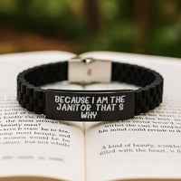Load image into Gallery viewer, Funny Janitor Gifts from Men to Women Valentine's Glide lock Clasp Bracelet Because I Am The Janitor. That's Why. - Image 2