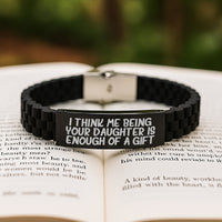 Load image into Gallery viewer, Funny Daughter Gifts from Mom - Glide lock Clasp Black Stainless Steel Silicone Adjustable Graduation Unique Daughter Love Quote Inspired Gifts for Daughter - Image 2
