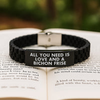 Load image into Gallery viewer, Bichon Frise Dog Christmas Unique Gifts from Men to Friends Glide lock Clasp Bracelets, Inspirational Love Quote - Image 2
