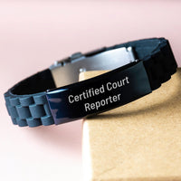 Load image into Gallery viewer, Funny Court Reporter Gifts, Certified Court Reporter Christmas Unique Gifts, Glide lock Clasp Bracelet from Friends to Court Reporters - Image 3