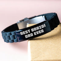 Load image into Gallery viewer, Funny Borzoi Dog Gifts for Men, Best Borzoi Dad Ever Glide lock Clasp Bracelet Birthday Unique Gifts from Family - Image 3