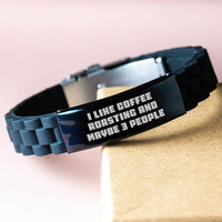 Load image into Gallery viewer, Funny Coffee Roasting Gifts for Friends from I Like Coffee Roasting And Maybe 3 People, Glide lock Clasp Bracelet Christmas Unique - Image 3
