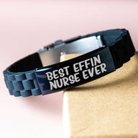 Load image into Gallery viewer, Funny Nurse Gifts for Women, Glide lock Clasp Bracelet, Best Effin' Nurse Ever Quote, Birthday Unique Gifts from Friends - Image 3