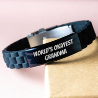 Load image into Gallery viewer, Funny Grandma Gifts from Men Women Friends for World's Okayest Grandma Glide lock Clasp Bracelet Unique Christmas Memorable Presents - Image 3