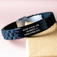 Load image into Gallery viewer, Pediatrician Graduation Unique Gifts from Family - Funny 'I'm (almost) A Pediatrician' Glide lock Clasp Bracelet for Men Women Friends Coworkers - Image 3