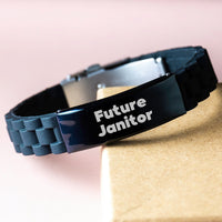 Load image into Gallery viewer, Future Janitor Inspirational Janitor Gifts from Men, Funny Glide lock Clasp Bracelet for Janitor Friends, Graduation Unique Gifts - Image 3