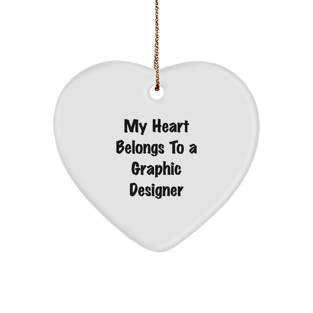  Funny Graphic Designer Gifts from Men - My Heart Belongs To A Graphic Designer Heart Ornament for Graphic Designers and Women, Christmas Unique Gifts - Image 1