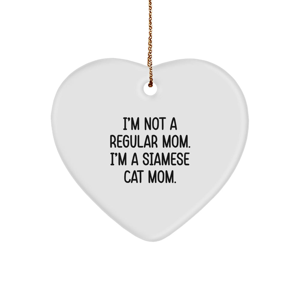 Siamese Cat Mom Heart Ornament, Funny Quotes Gifts from Family to Siamese Cat Lovers, Christmas Unique Gifts for Her, Him, Friends, Coworkers, Family - Image 1